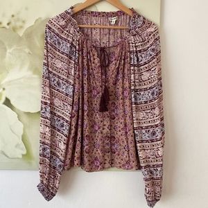 NWT BILLABONG • Long Sleeve Boho Top Blouse Size Small